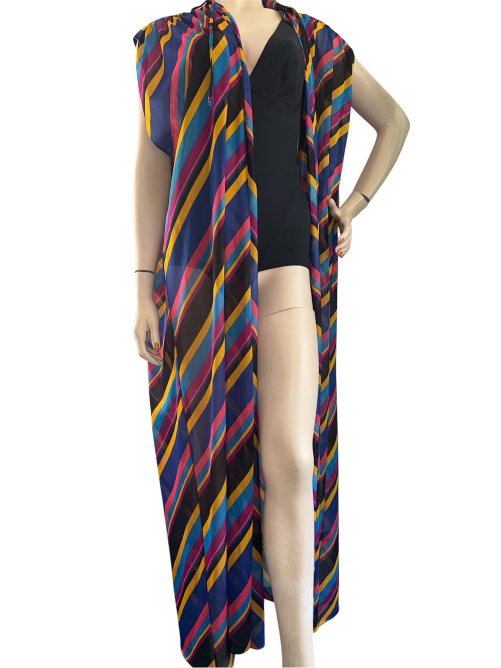 Giorgio Sant’ Angelo Chevron Striped Sheer Duster